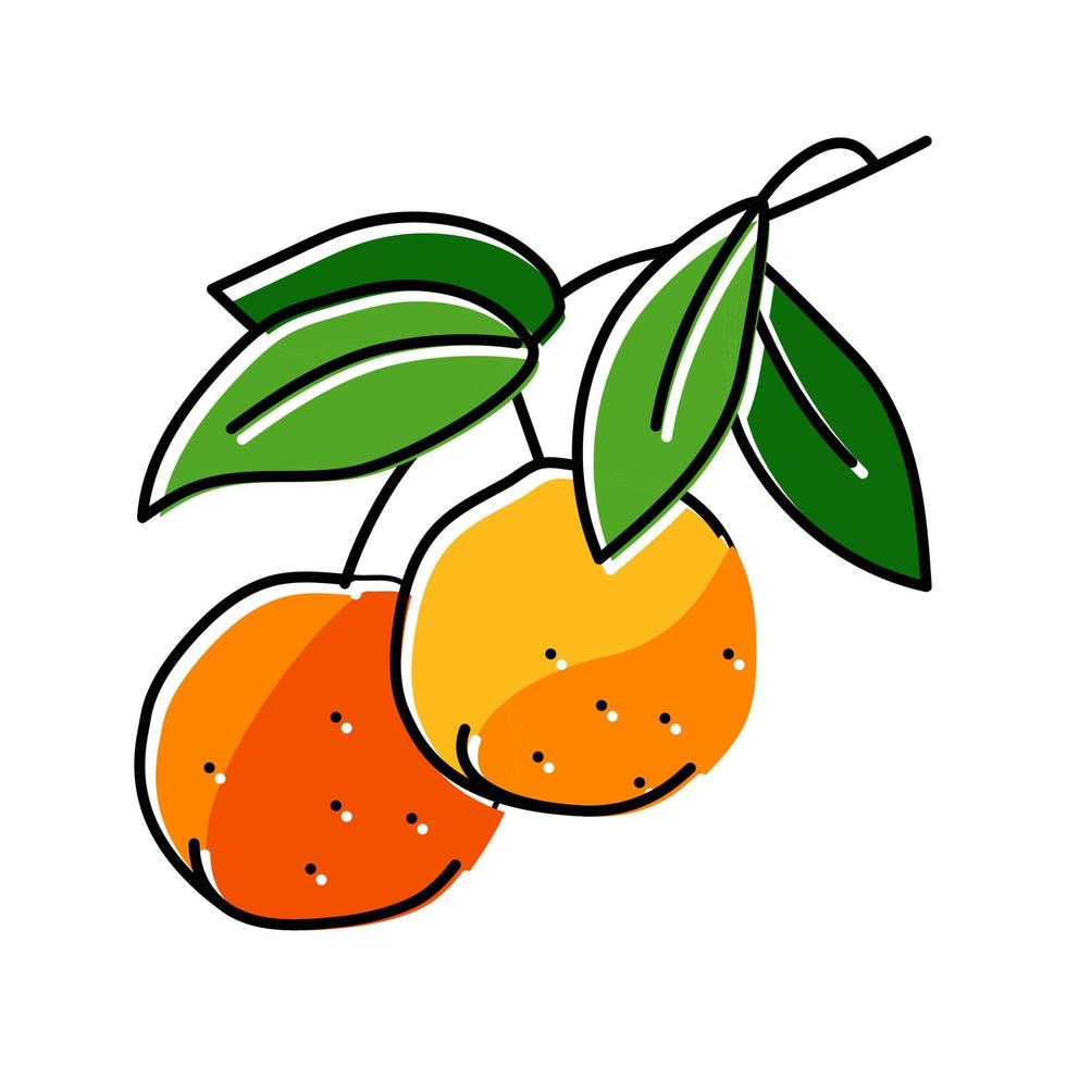 ilustración de vector de icono de color de rama de hoja naranja