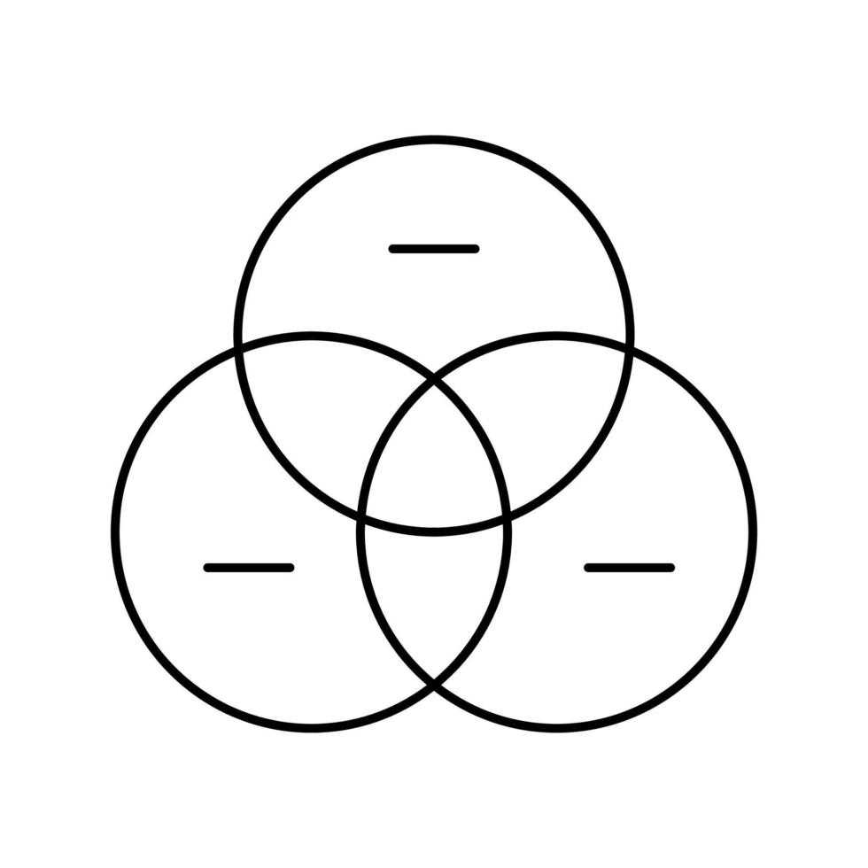 ilustración de vector de icono de línea de diagrama de venn