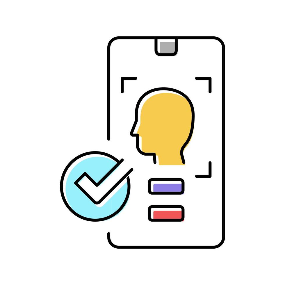smartphone unblocked with face id color icon vector illustration