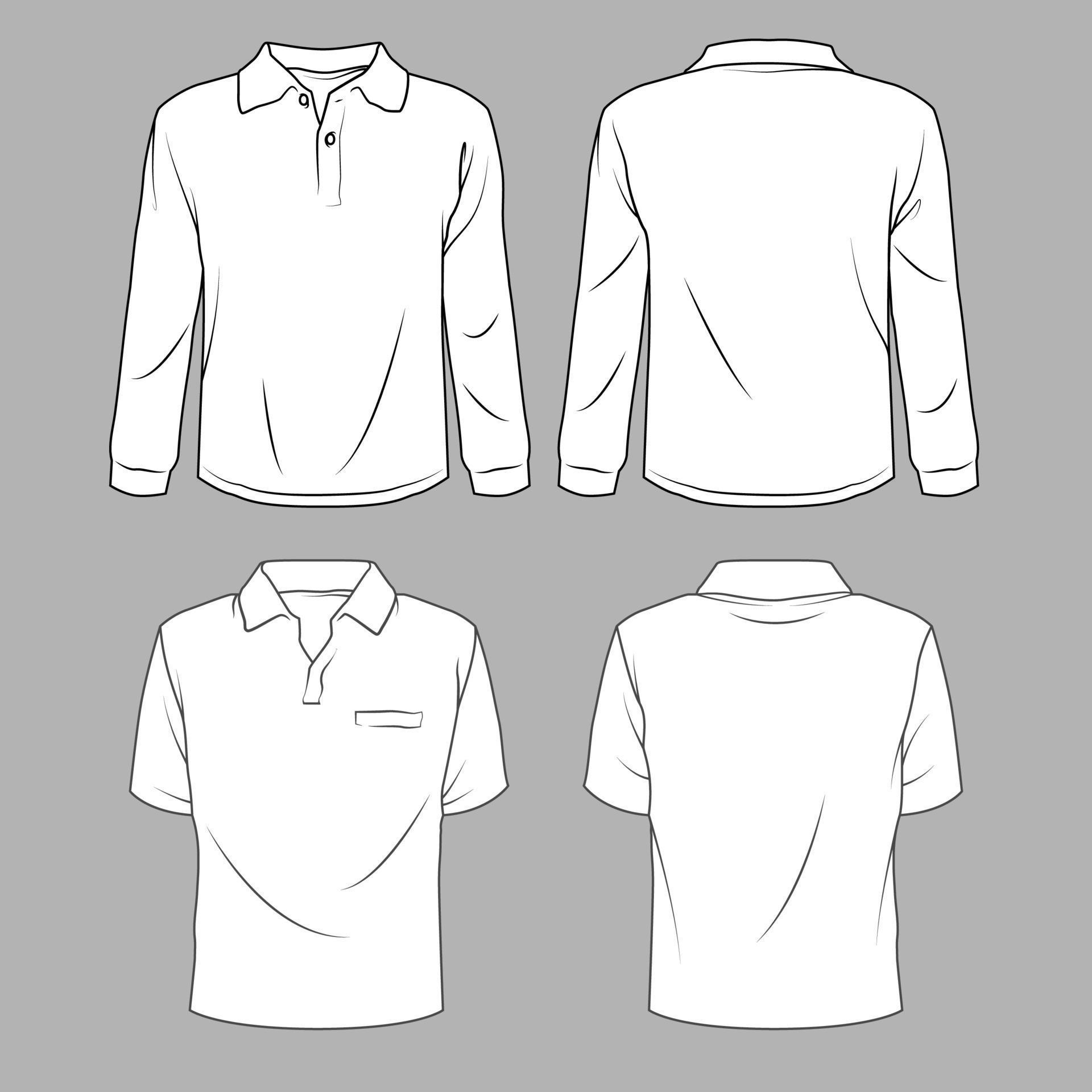 White POLO T-Shirt Front and Back Mock Up 19579472 Vector Art at Vecteezy