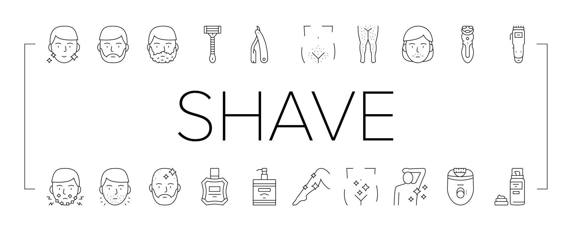 Shave Treat Accessory Collection Icons Set Vector