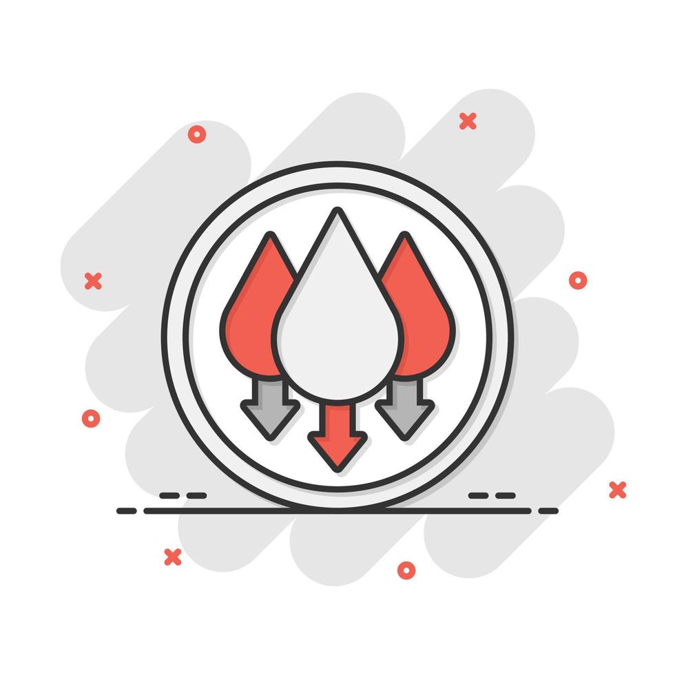 Humidity icon in comic style. Climate vector cartoon illustration on white isolated background. Temperature forecast business concept splash effect.