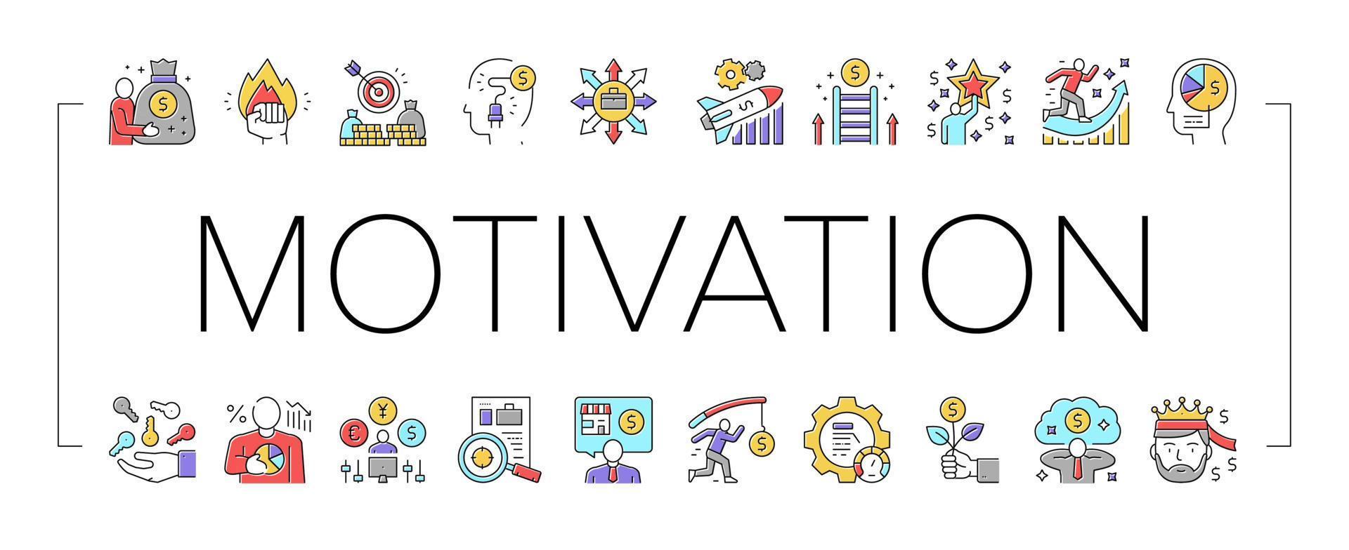 Business Motivation Collection Icons Set Vector