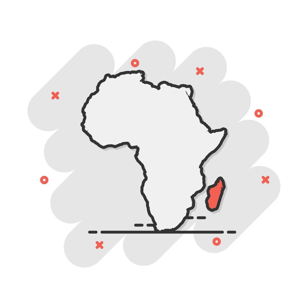 icono de mapa de África de dibujos animados en estilo cómico. pictograma de ilustración de atlas. país geografía signo splash concepto de negocio. vector