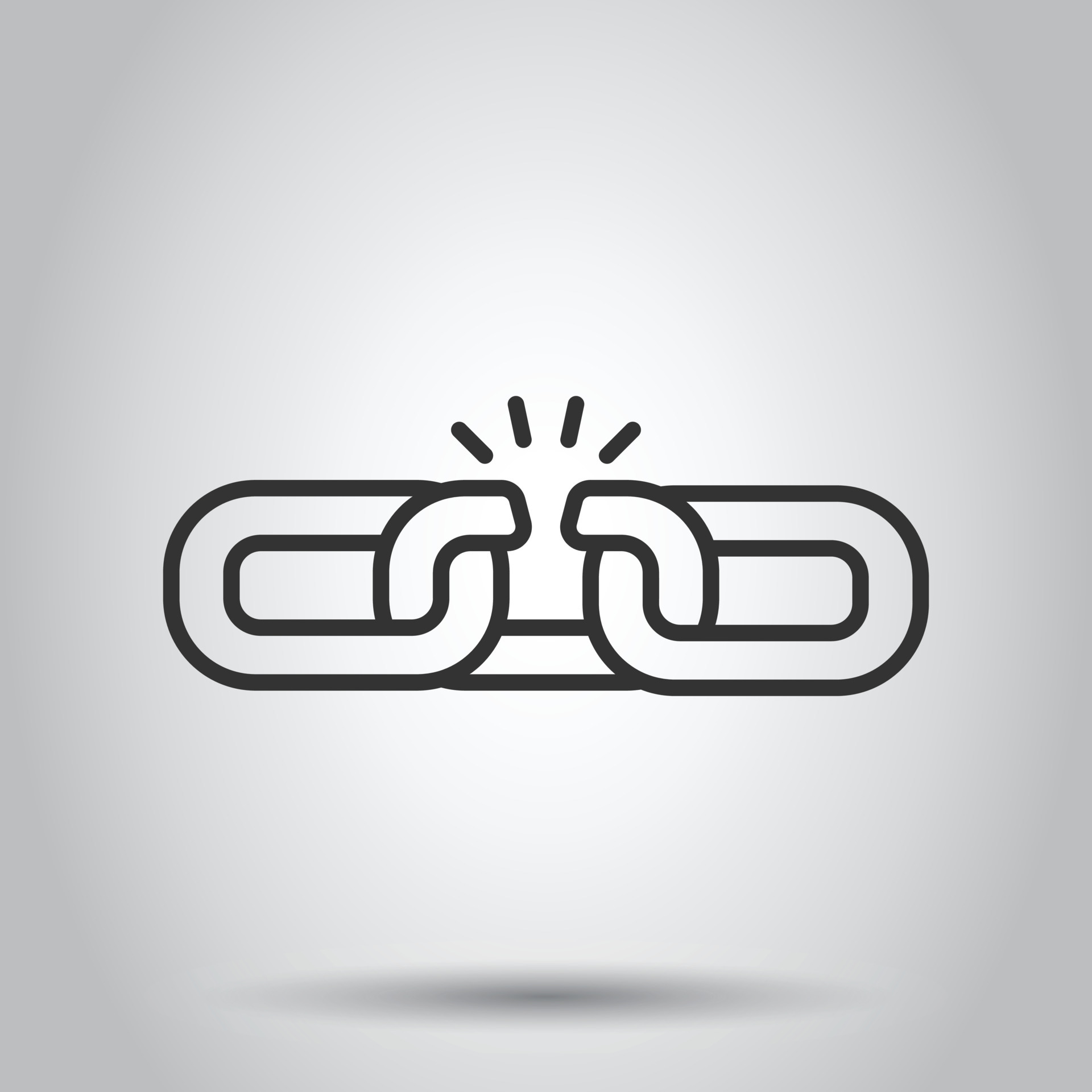 Chain broken icon in flat style. Network hyperlink vector illustration