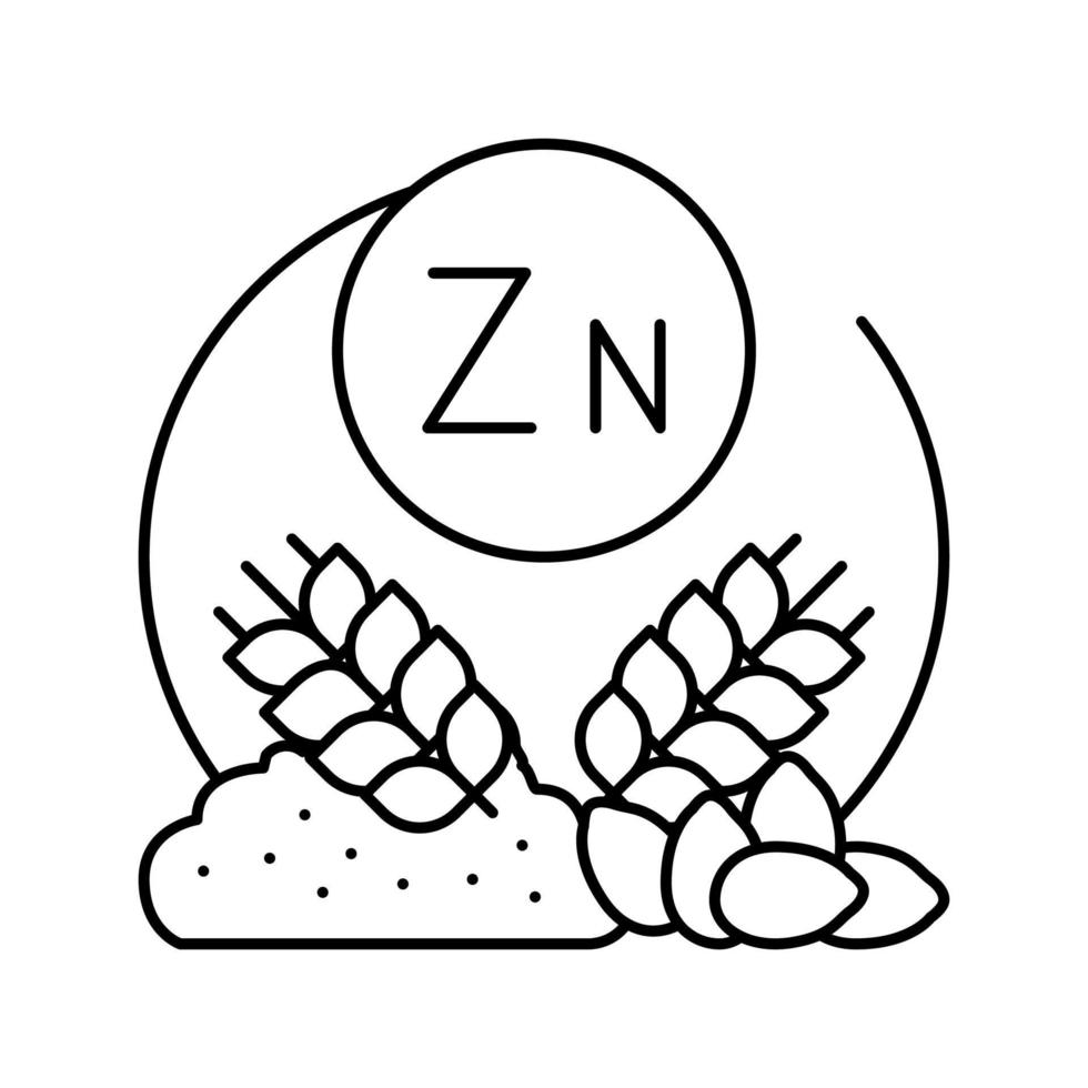 ilustración de vector de icono de línea de vitamina natural zn