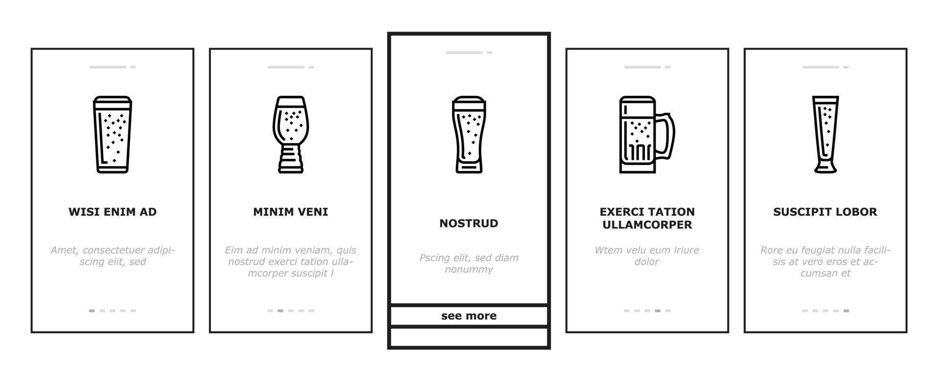 glass beer mug pint bar drink onboarding icons set vector