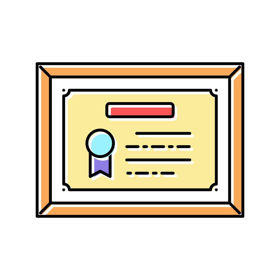 diploma or educational certificate color icon vector illustratio