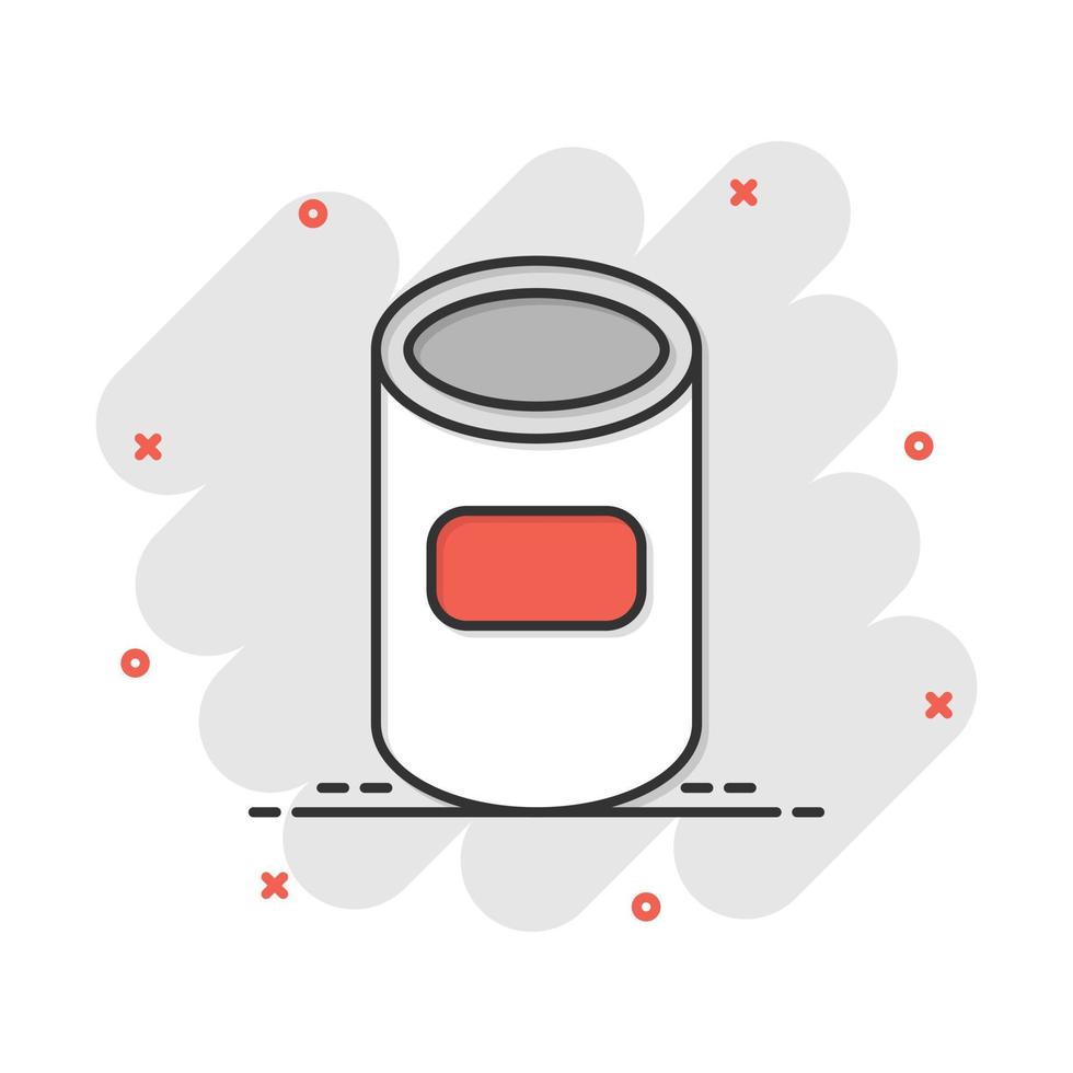 Trash bin garbage icon in comic style. Trash bucket vector cartoon illustration pictogram. Garbage basket business concept splash effect.