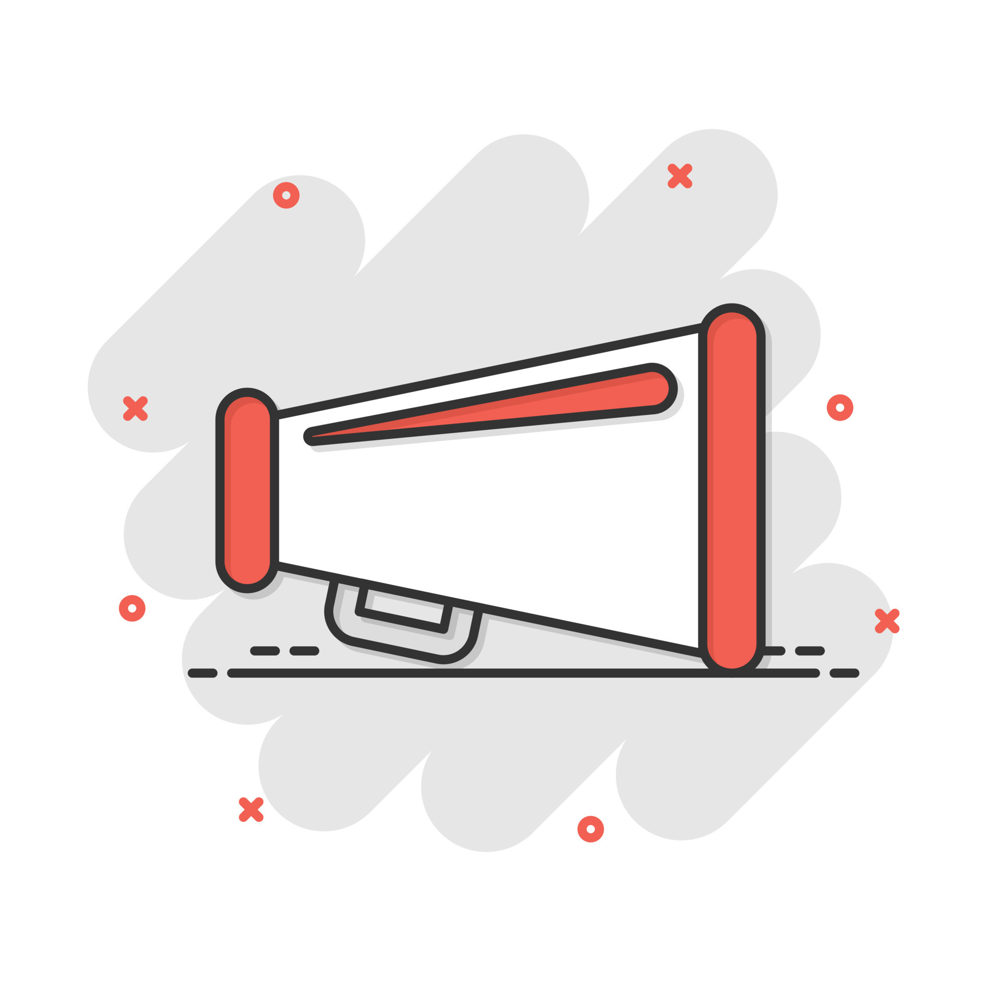 Megaphone speaker icon in comic style. Bullhorn audio announcement