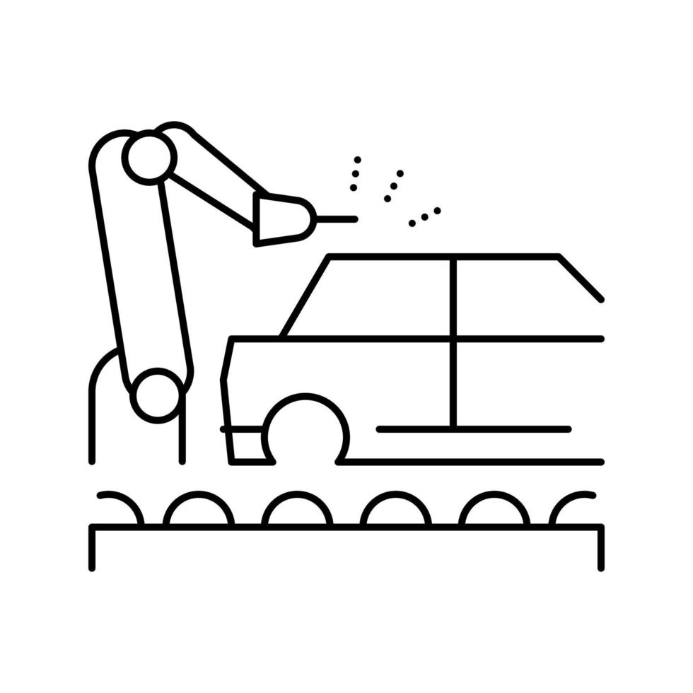 Ilustración de vector de icono de línea transportadora de coche de soldadura