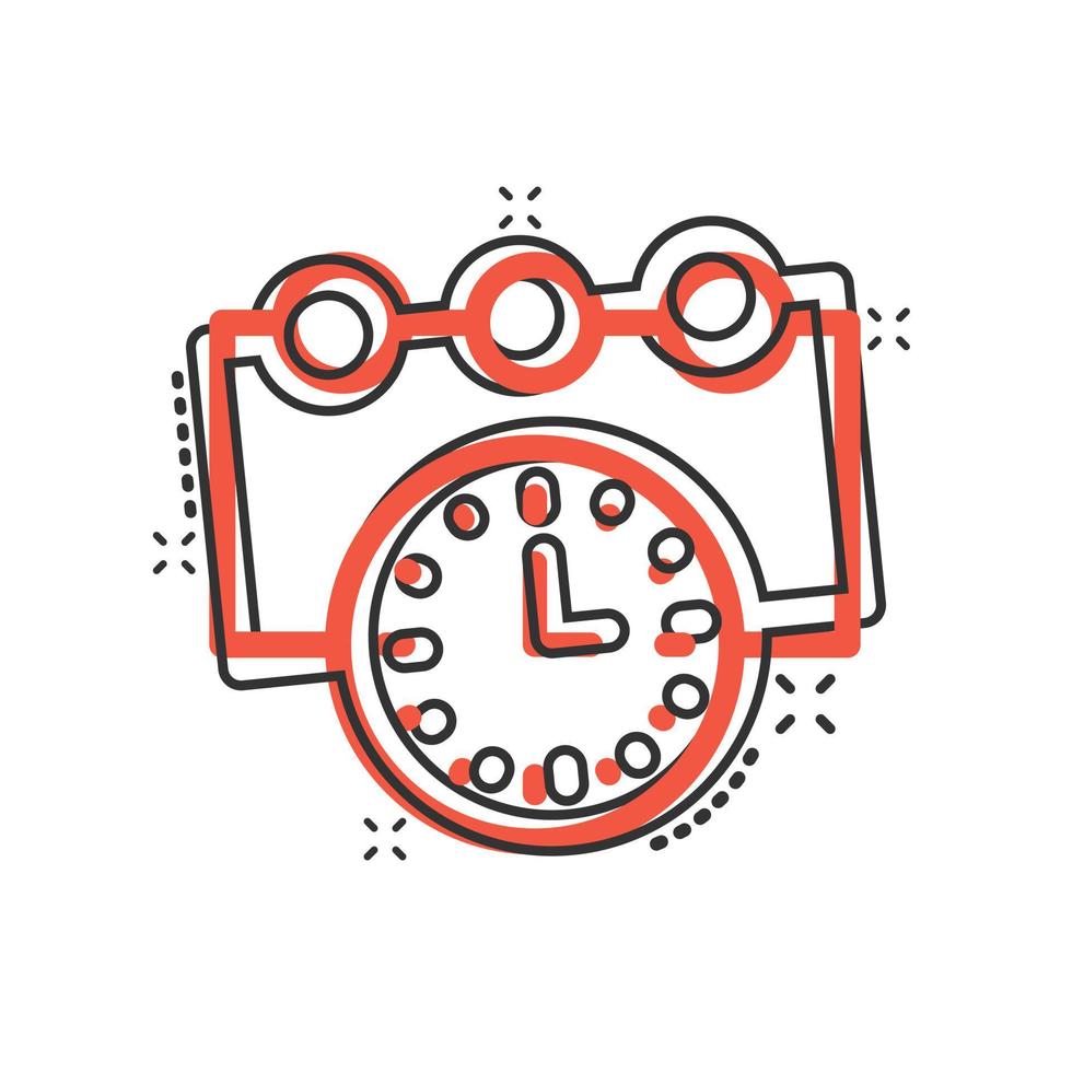 icono de línea de tiempo en estilo cómico. ilustración de vector de dibujos animados de progreso sobre fondo blanco aislado. concepto de negocio de efecto de salpicadura de diagrama.