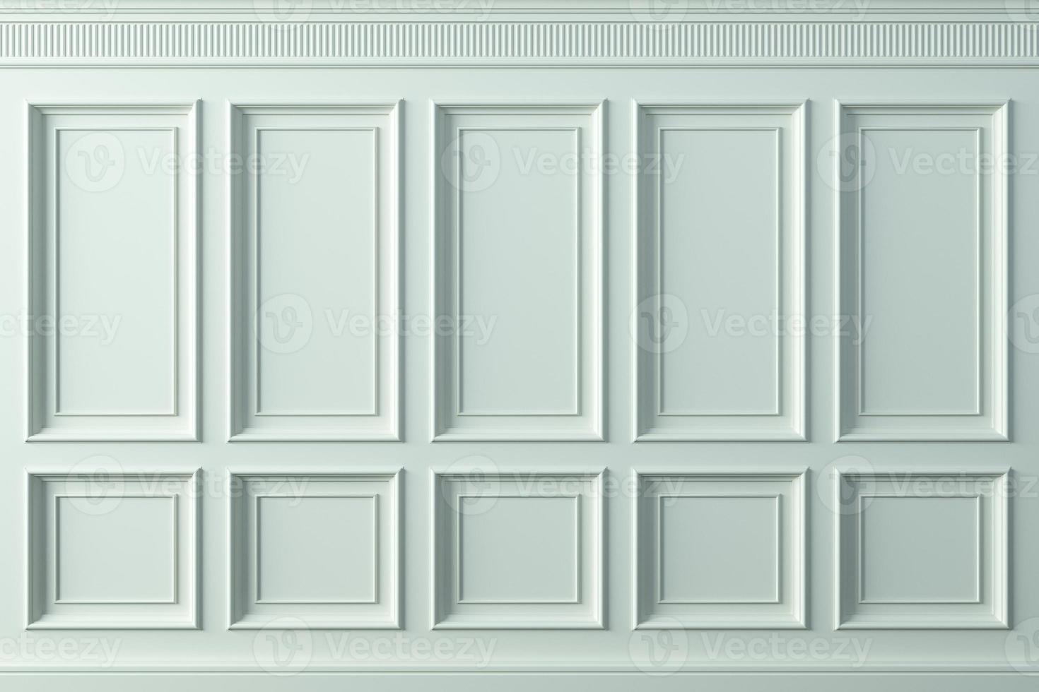 Classic wall of white wood panels. Design and technology photo