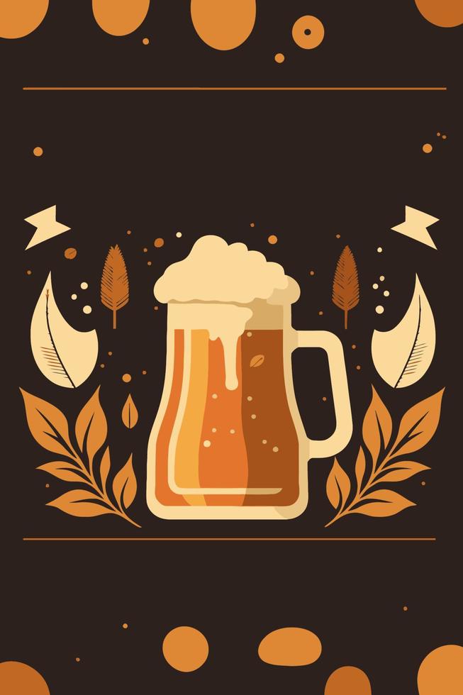 Beer mug and autumn leaves. Vector illustration in a flat style.