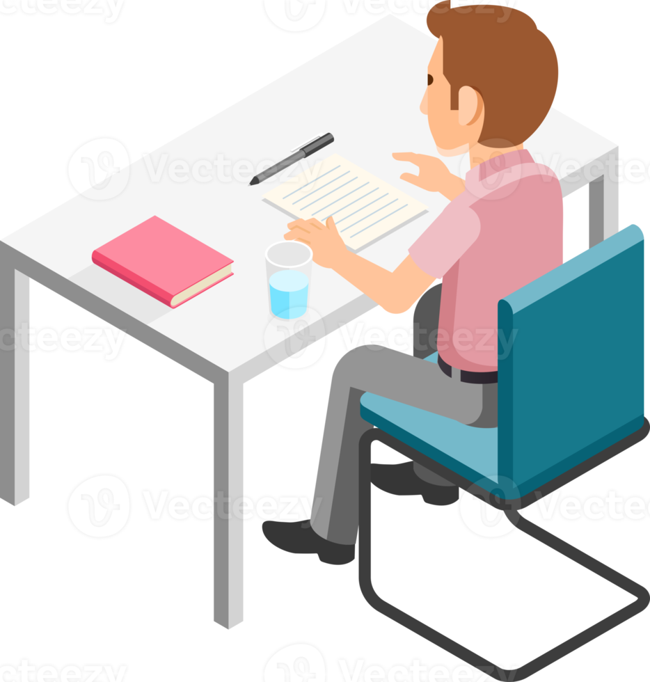 Businessman working isometric png