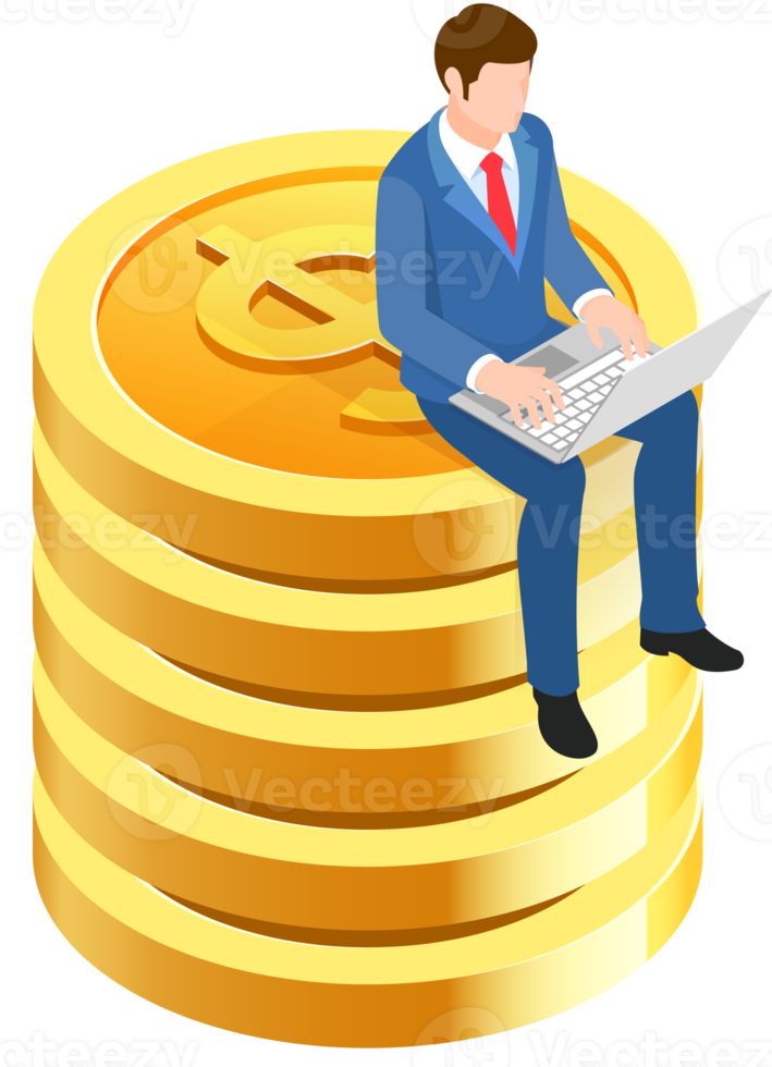 businessman sitting coins png