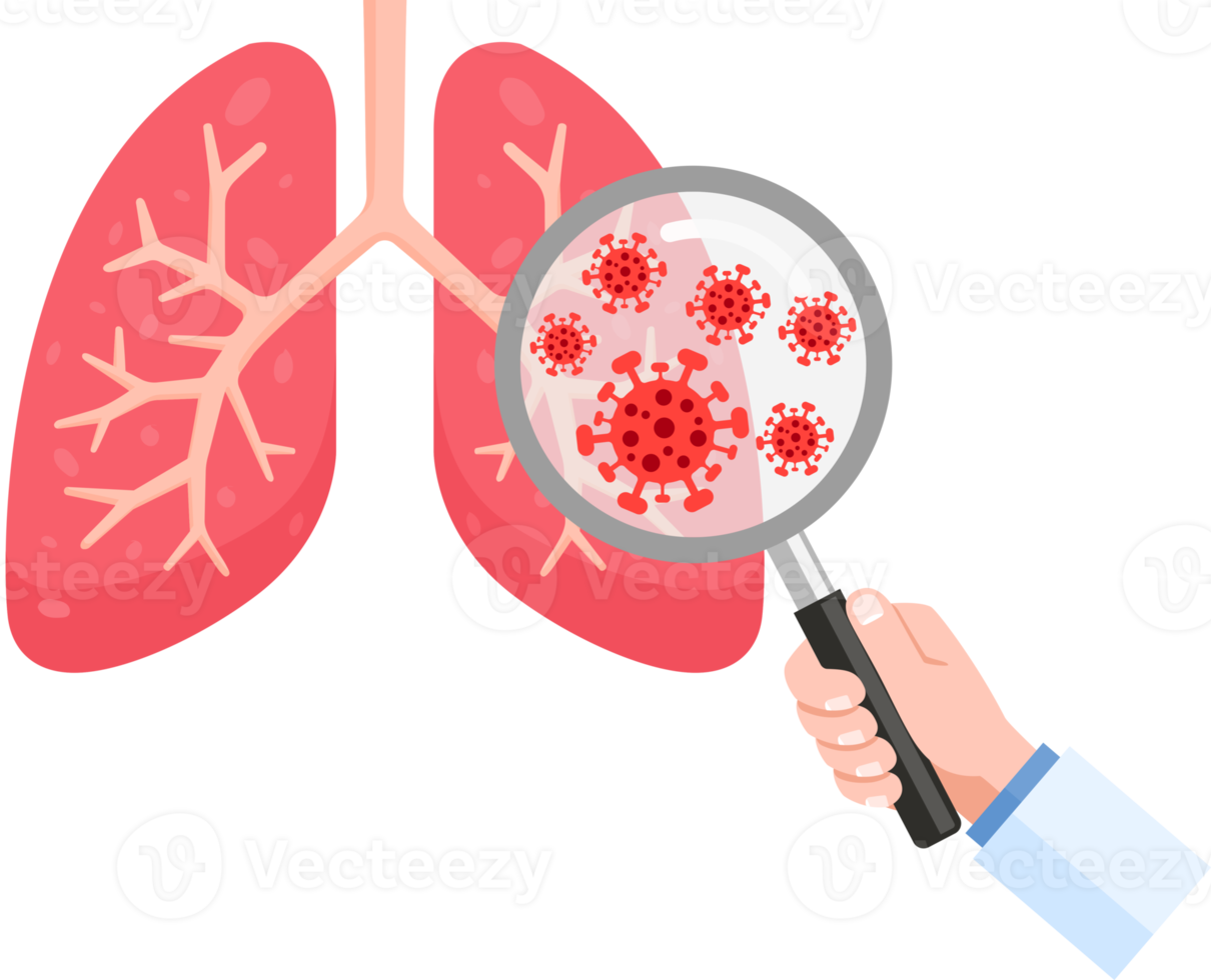 Magnifying glass looking for virus png