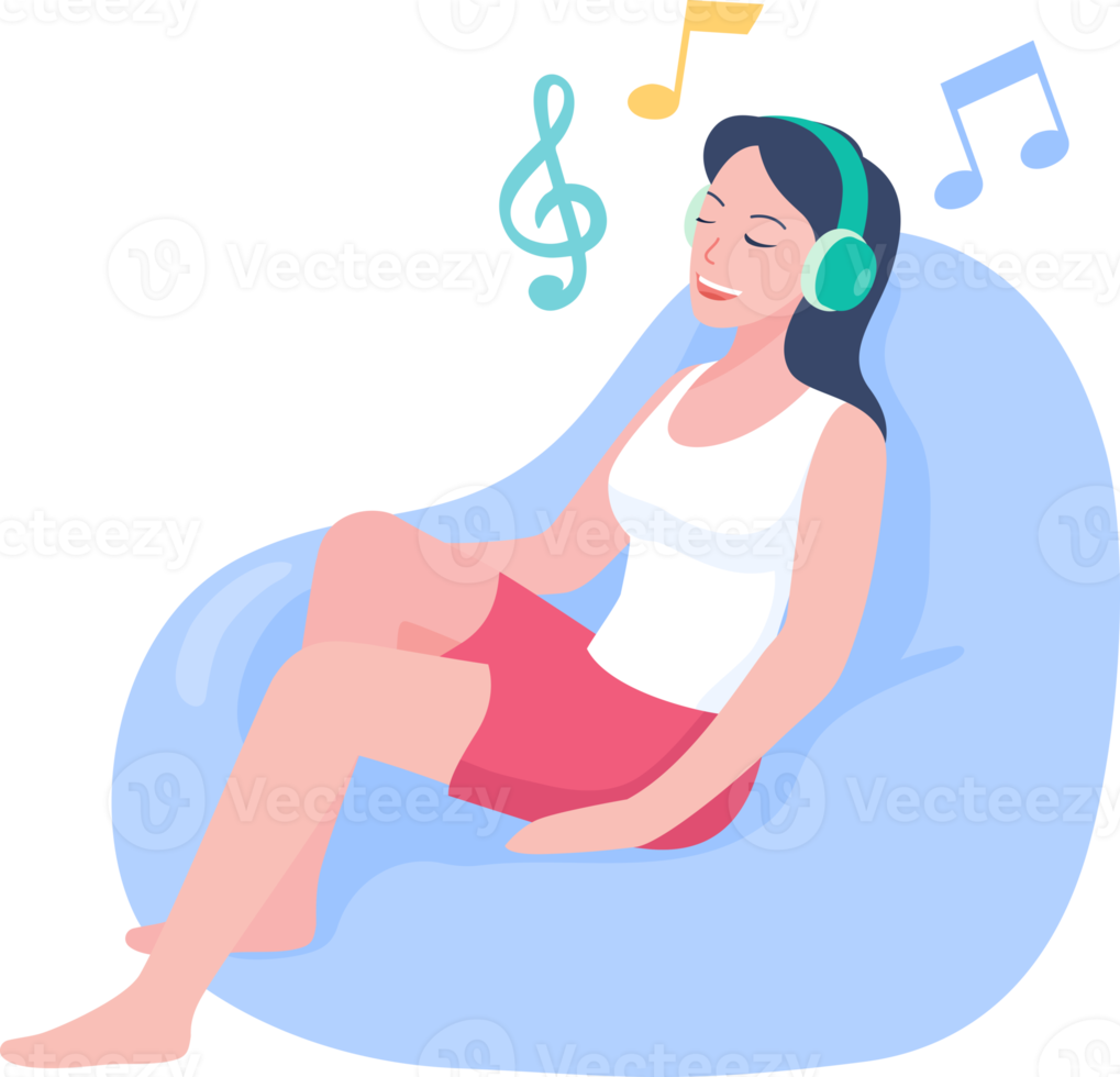 woman listening to music png