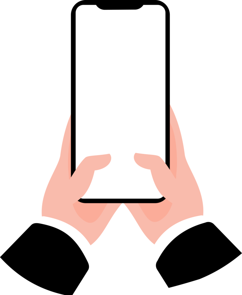 illustration of a business man hand holding a smartphone png