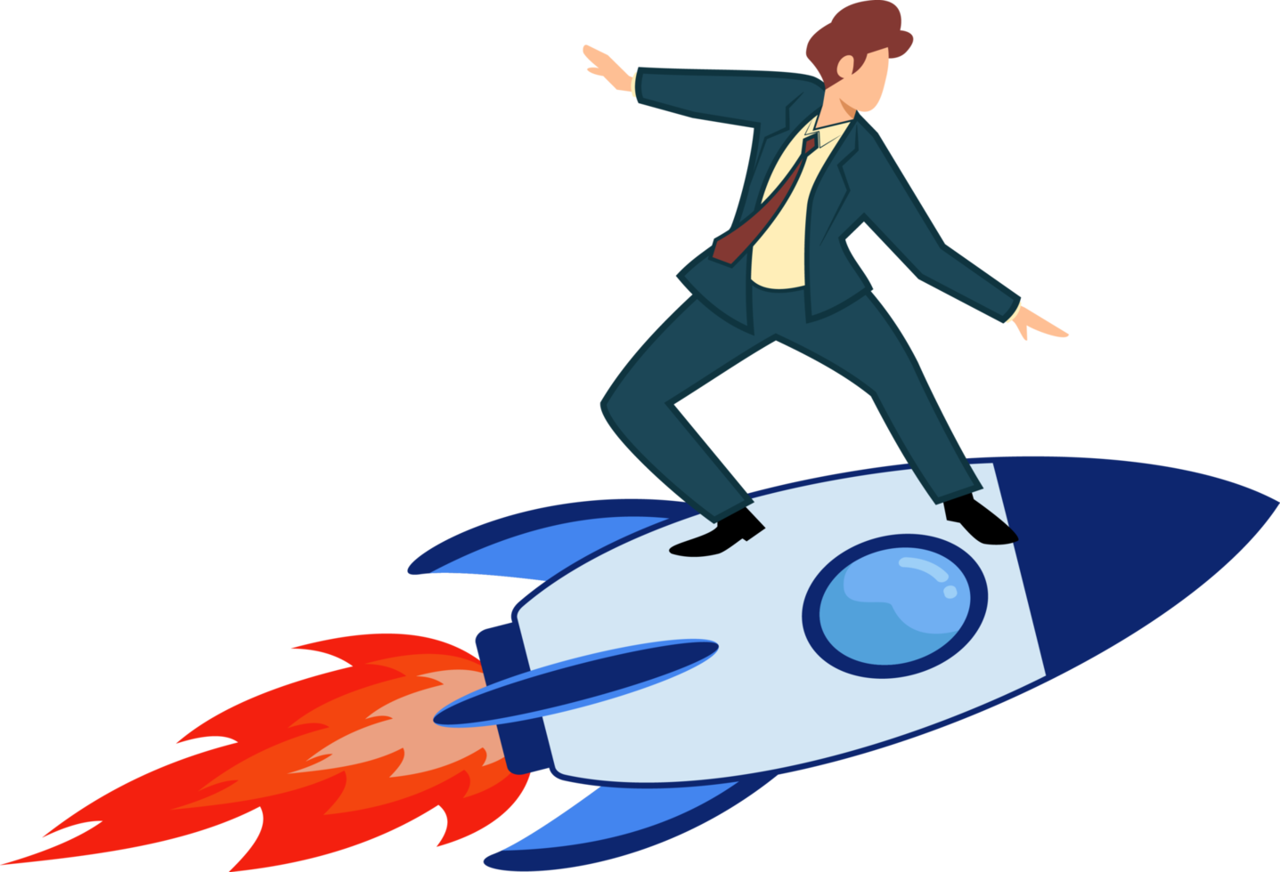 businessman driving rocket leadership concept. startup concept png