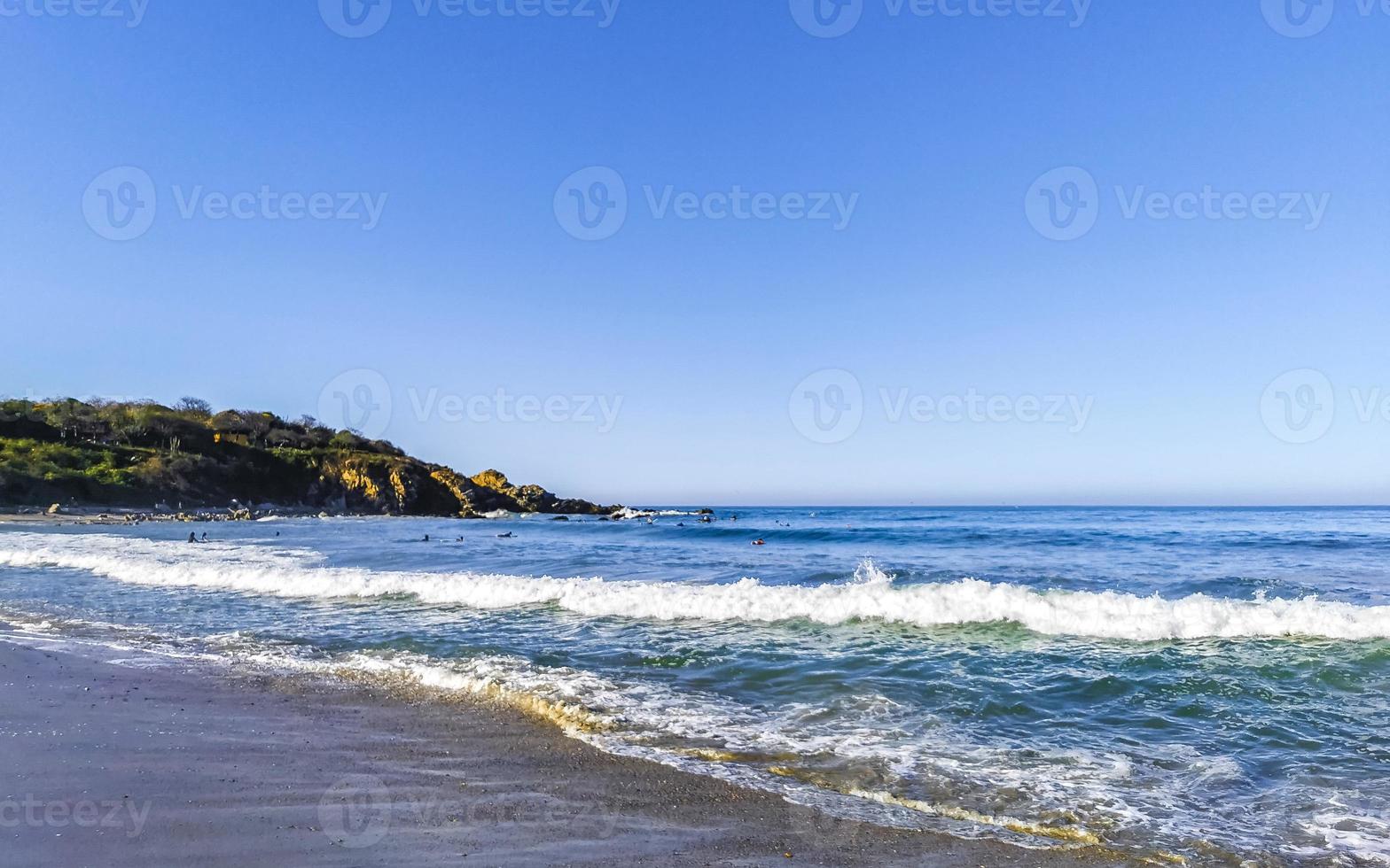 Extremely huge big surfer waves at beach Puerto Escondido Mexico. photo