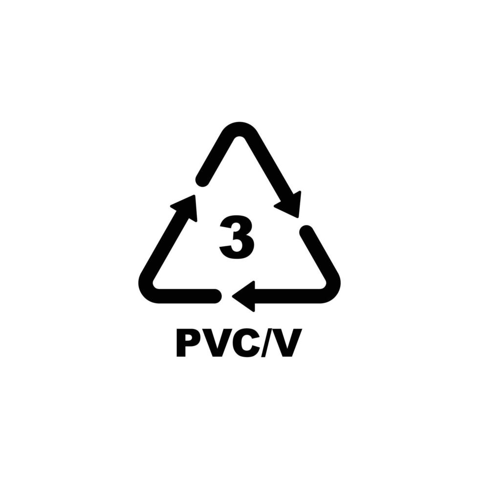 símbolo de código de reciclaje de plástico. símbolo de reciclaje de pvcv para plástico, vector de icono plano simple