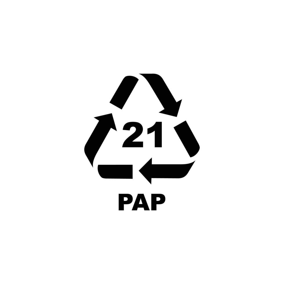 símbolo de código de reciclaje de plástico. símbolo de reciclaje de pap para plástico, vector de icono plano simple