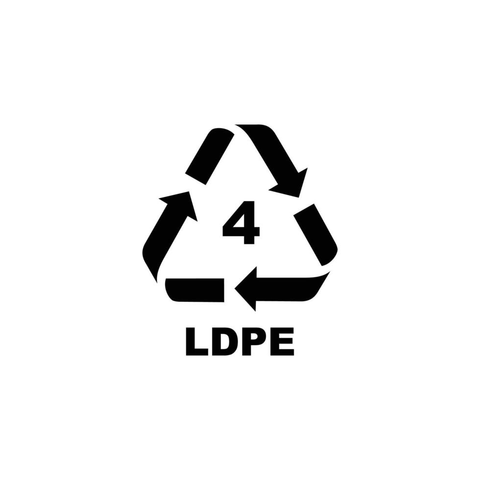 símbolo de código de reciclaje de plástico. símbolo de reciclaje de ldpe para plástico, vector de icono plano simple