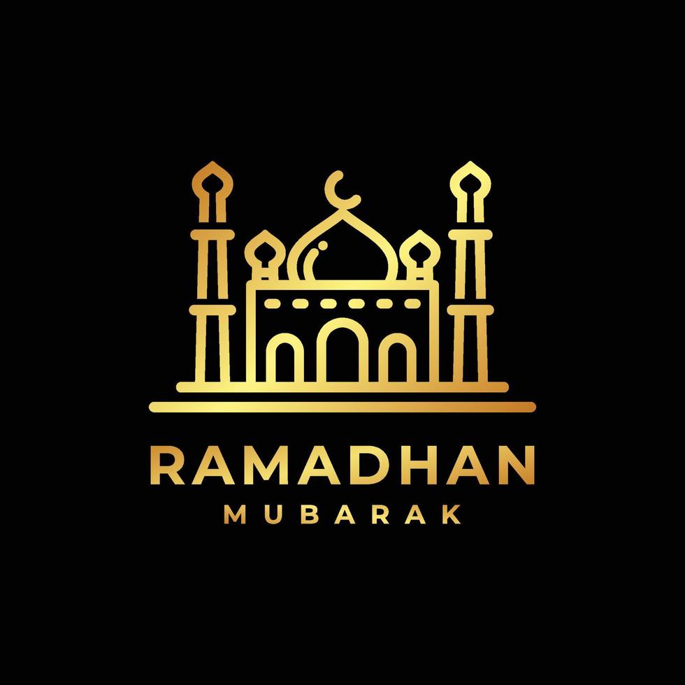 Ramadan logo. Mosque golden logo design vector illustration