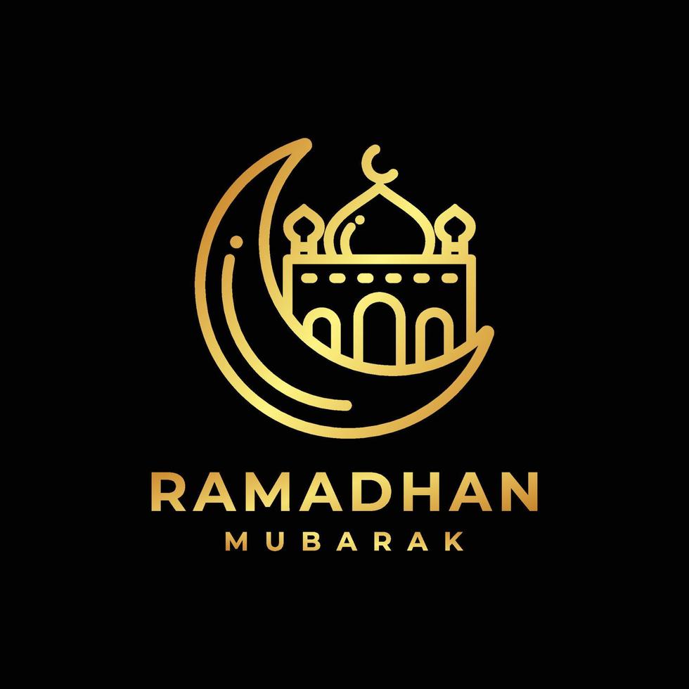 Ramadan golden logo design vector illustration. Ramadan logo. Mosque logo
