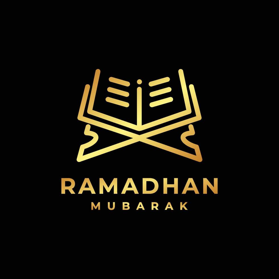 logotipo de Ramadán. ilustración de vector de diseño de logotipo dorado al quran