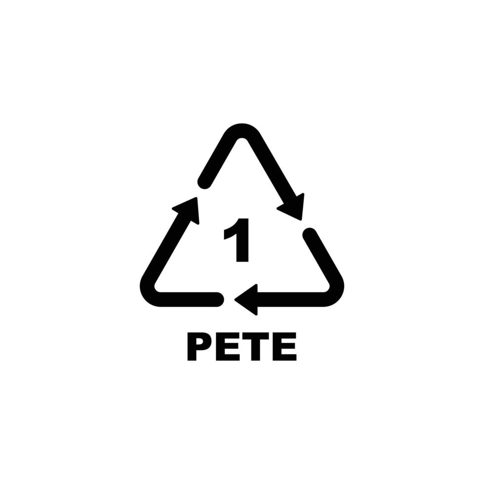 Plastic recycling code symbol. PETE recycling symbol for plastic, simple flat icon vector