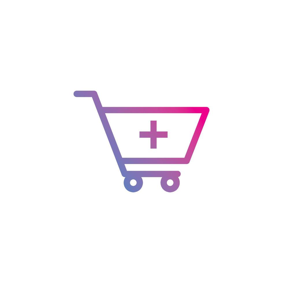 Shopping cart outline gradient icon vector