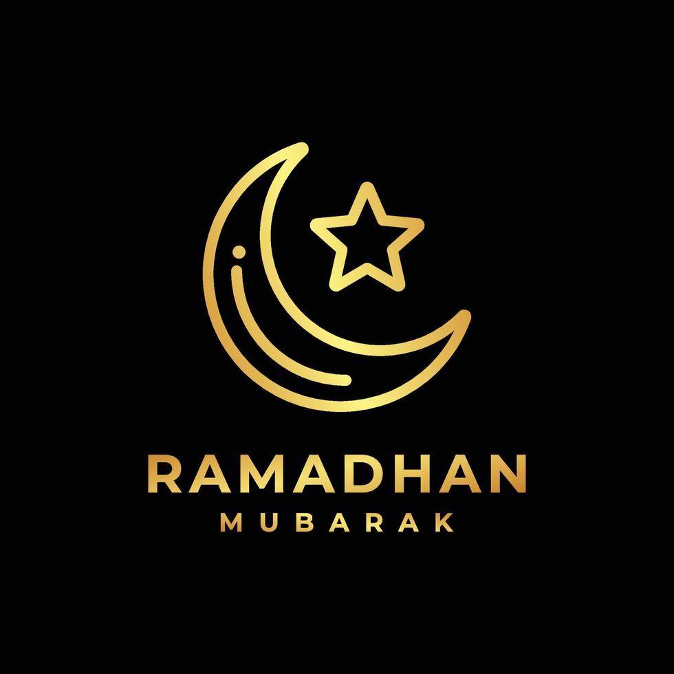 Islamic crescent star outline logo vector. Crescent moon logo. Islamic logo. Ramadan logo vector