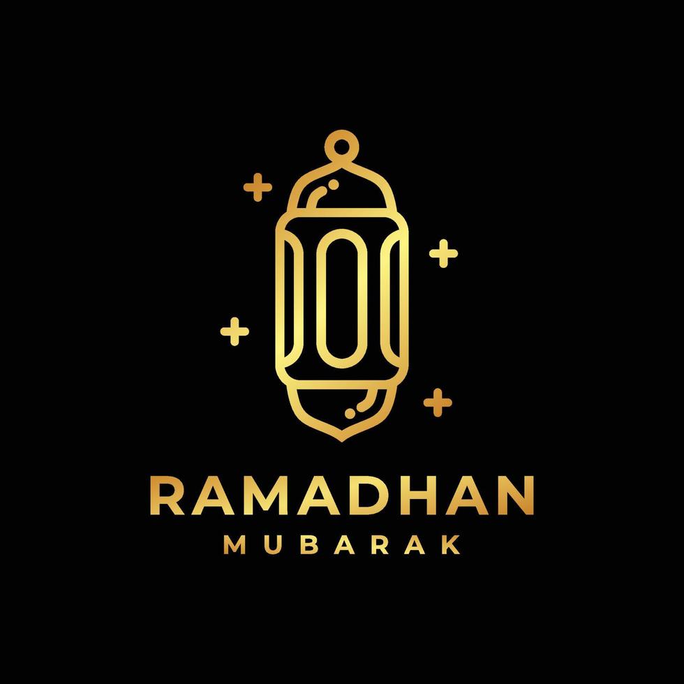 logotipo de Ramadán. Ilustración de vector de diseño de logotipo dorado de linterna islámica. linterna logo vector