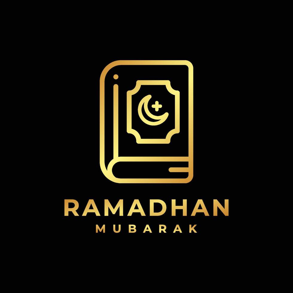 Ramadan logo. Al quran golden logo design vector illustration