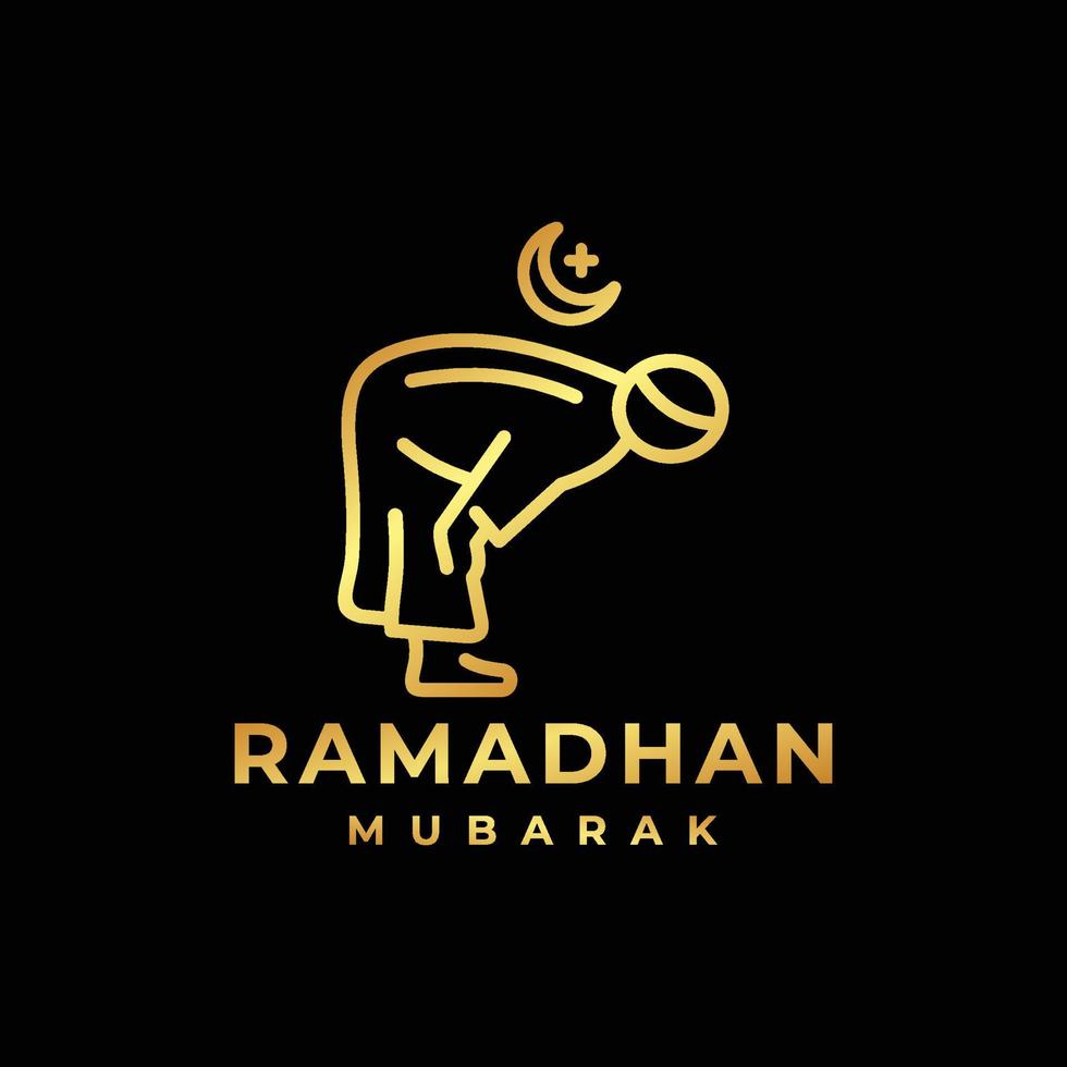 Ramadan logo. Islamic pray golden logo design vector illustration