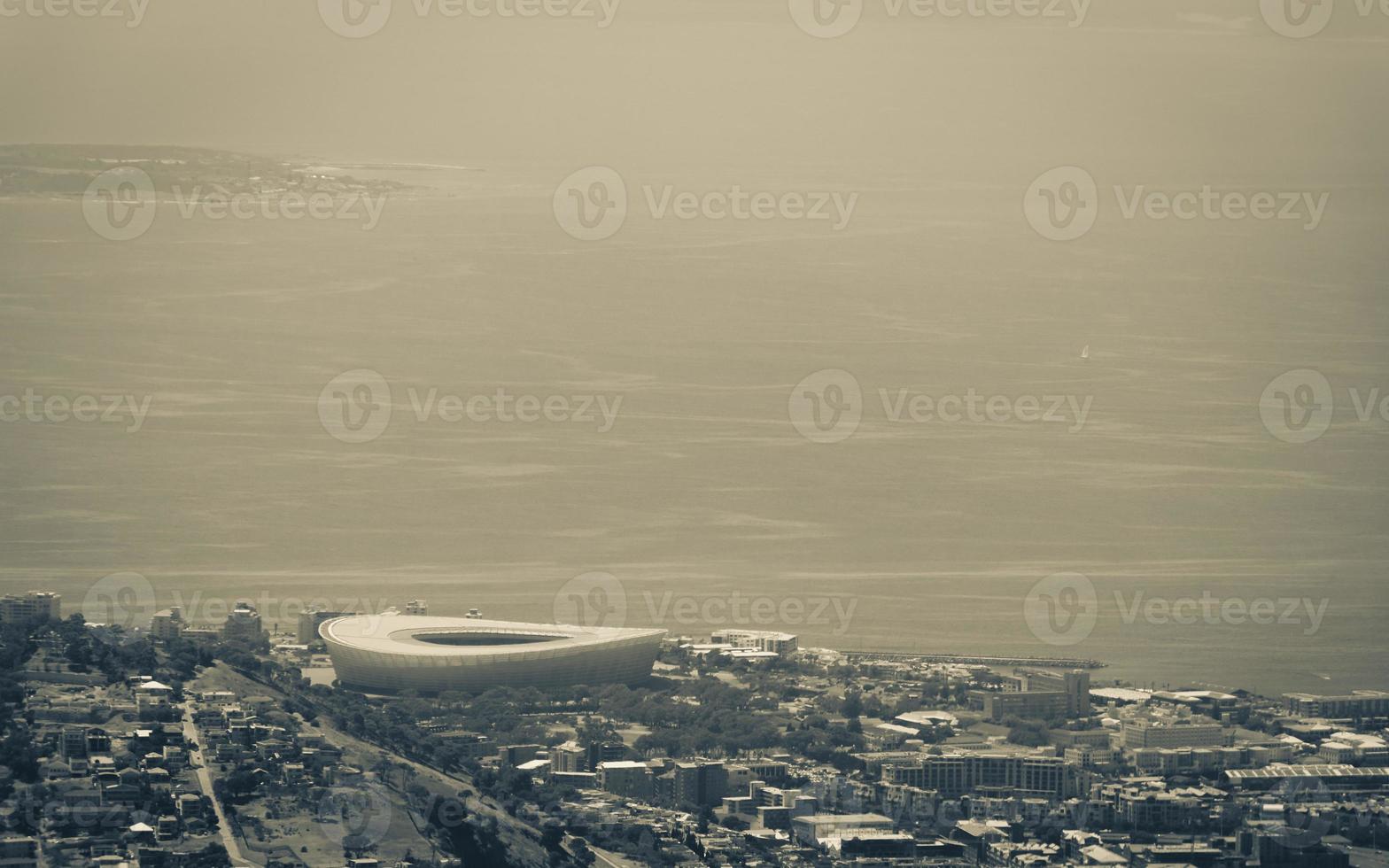 Panorama of Robben Island Cape Town Stadium, Sea Point Promenade. photo