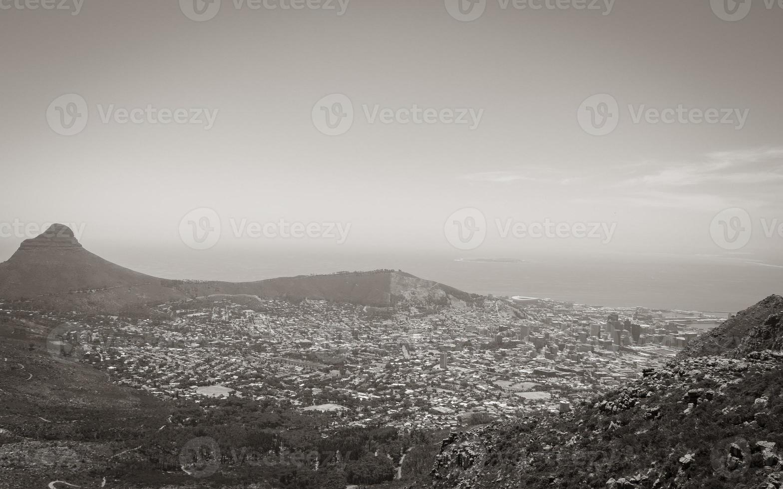 Panorama view of Cape Town, South Africa from Table Mountain. photo