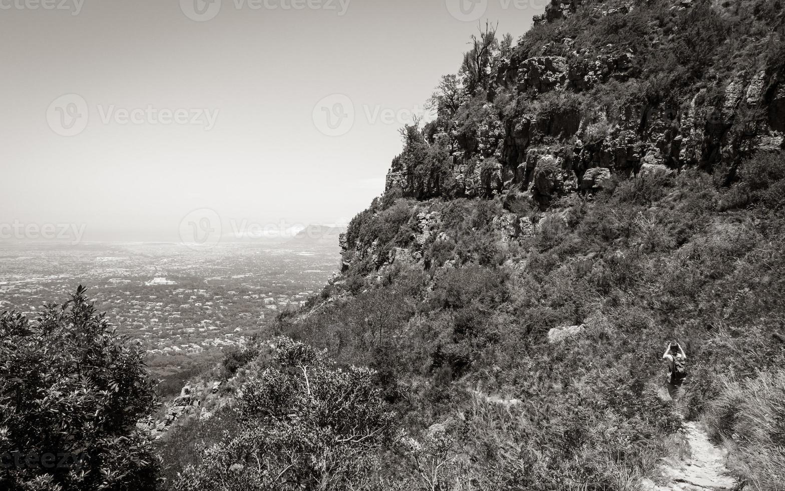 View from Table Mountain National Park Cape Town to Claremont. photo