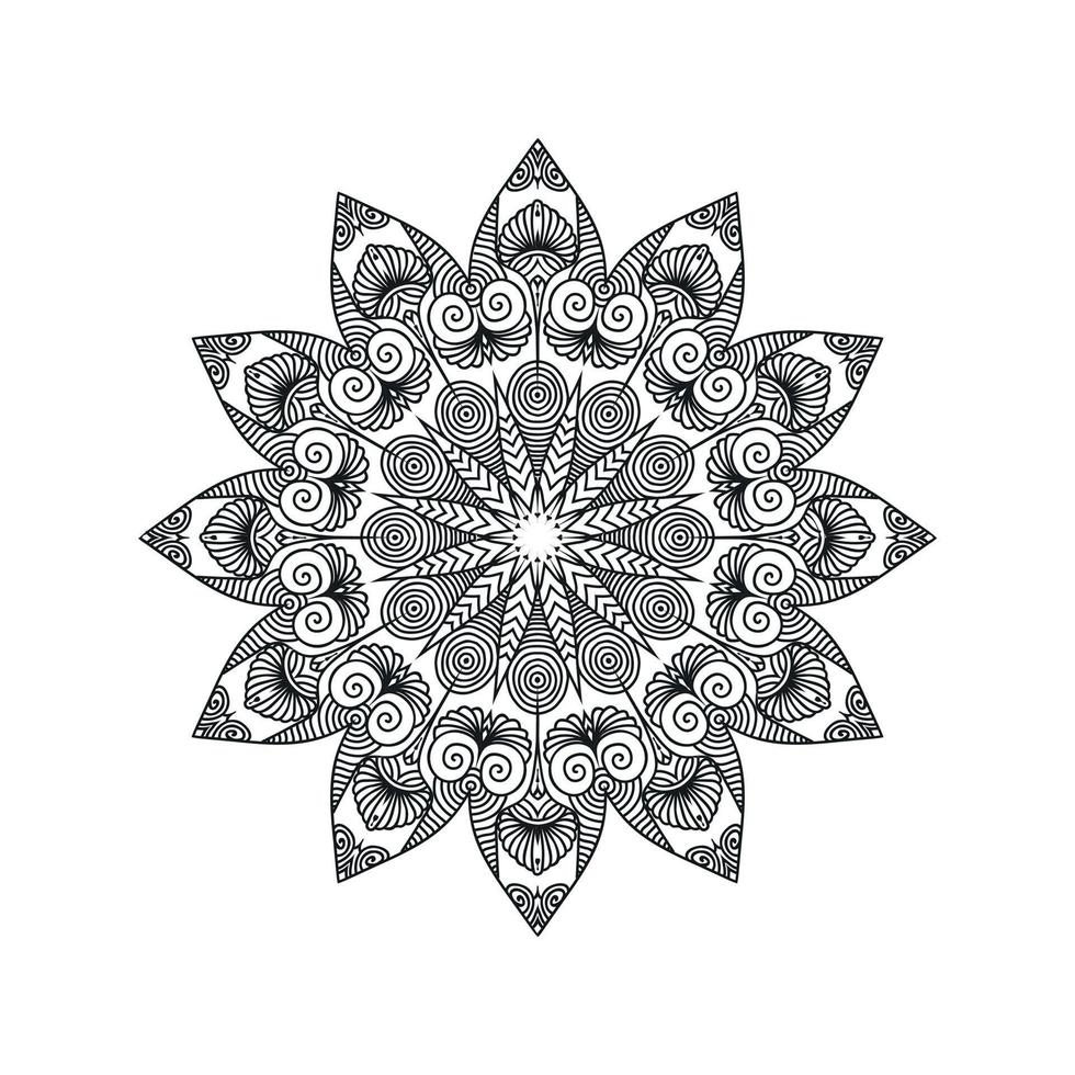 Black and white flower mandala designs. New mandala art vector illustration