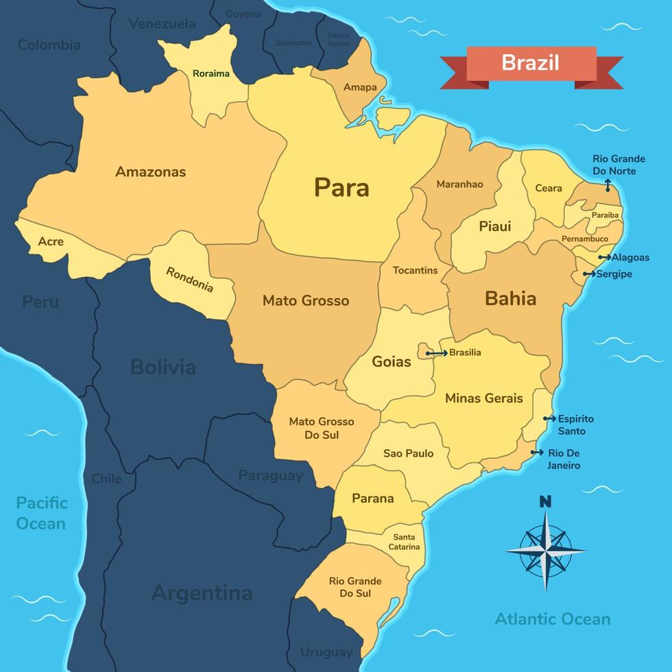 Map of Brazil Region vector