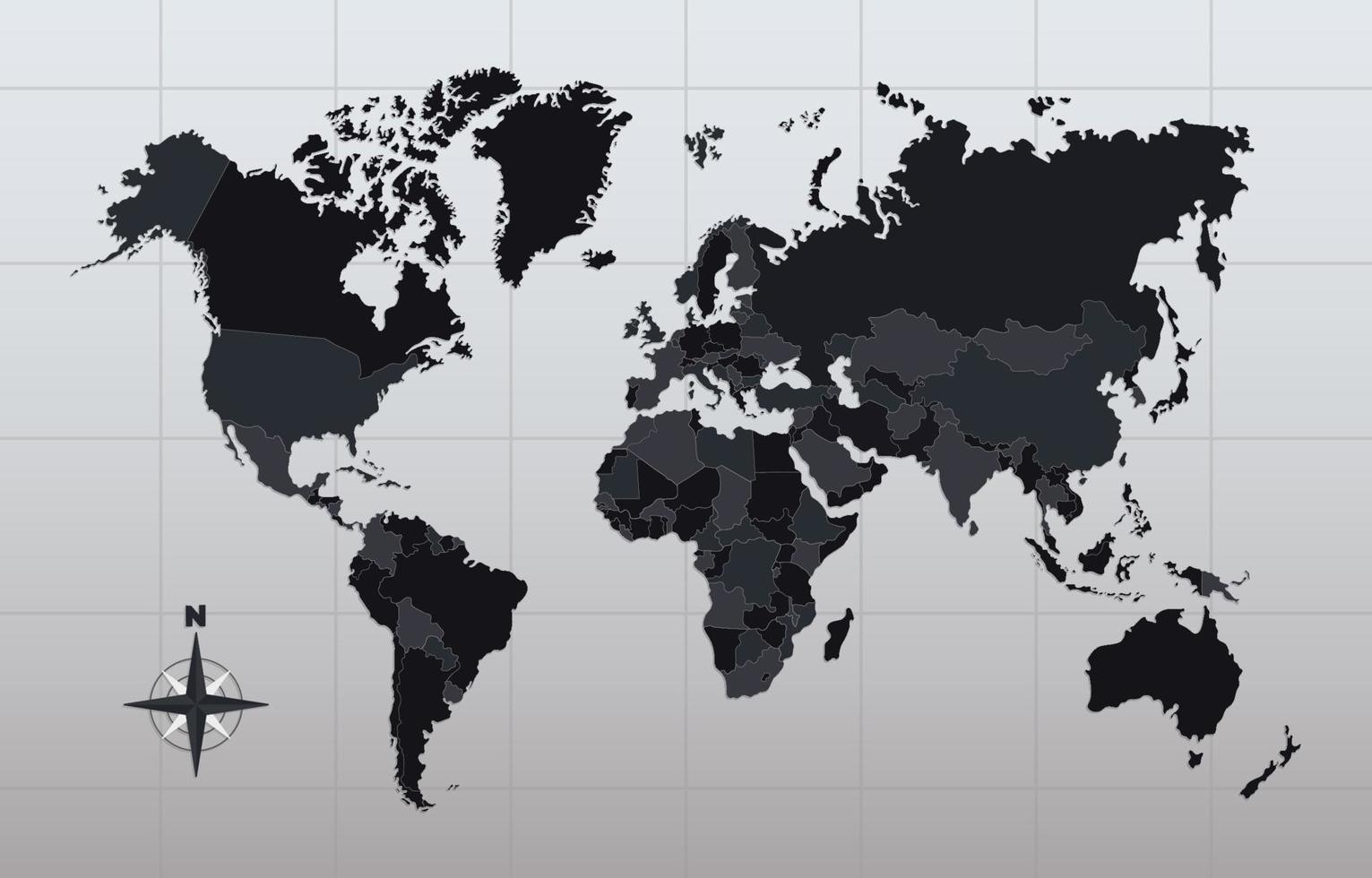 mapa del mundo en estilo blanco y negro vector