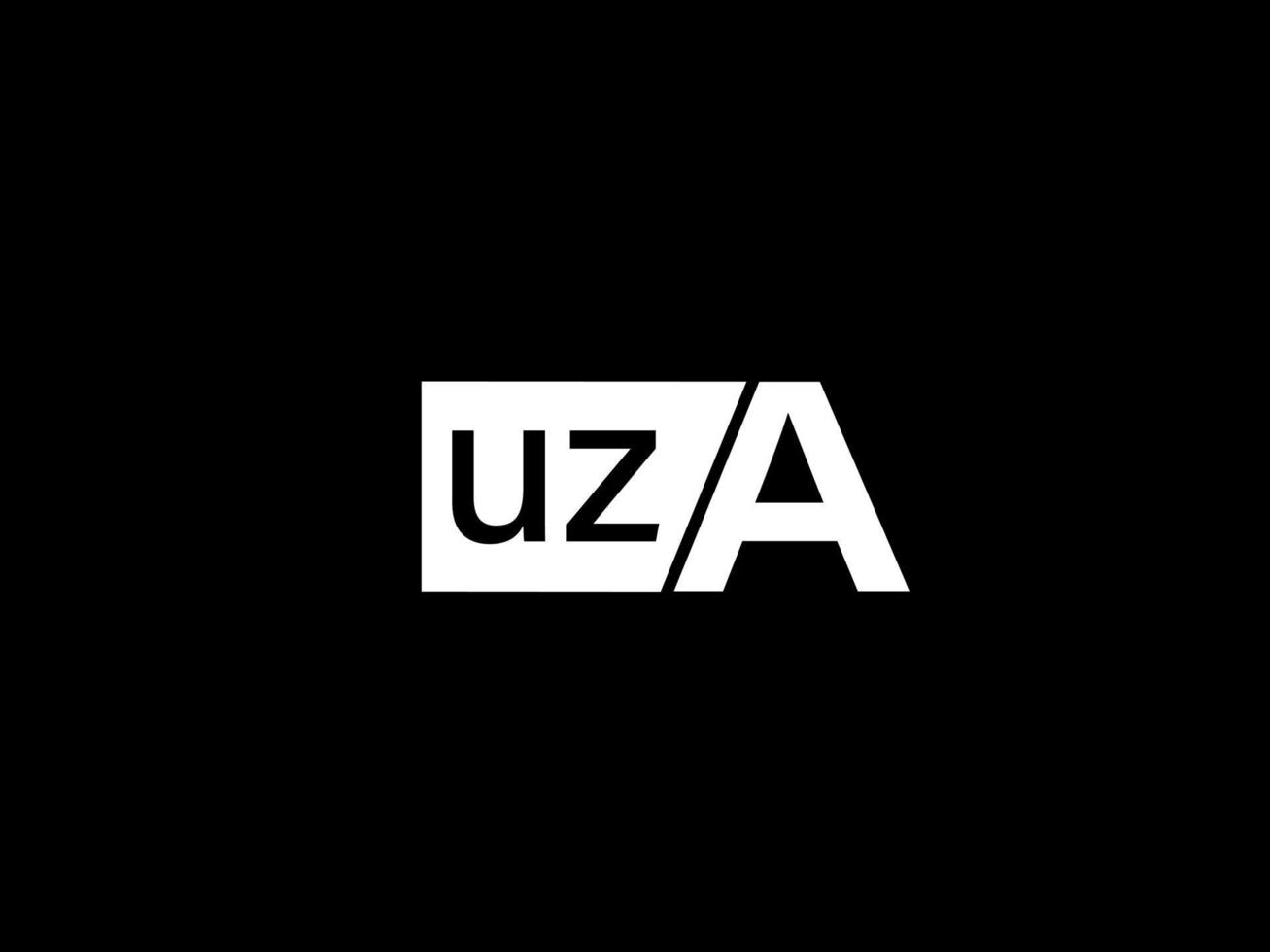 UZA Logo and Graphics design vector art, Icons isolated on black background