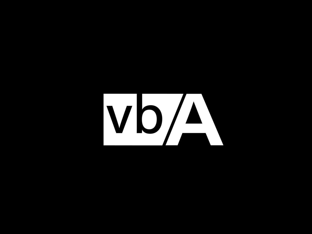 VBA Logo and Graphics design vector art, Icons isolated on black background