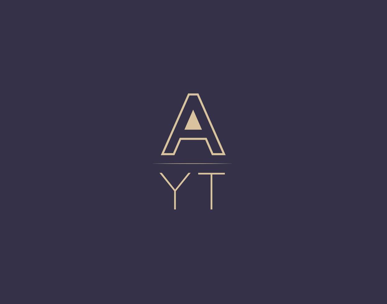 ayt carta logo diseño moderno minimalista vector imágenes