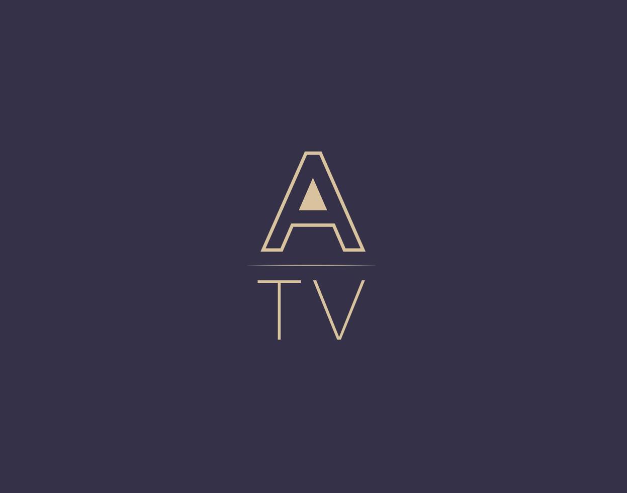 Imágenes vectoriales minimalistas modernas de diseño de logotipo de letra atv vector