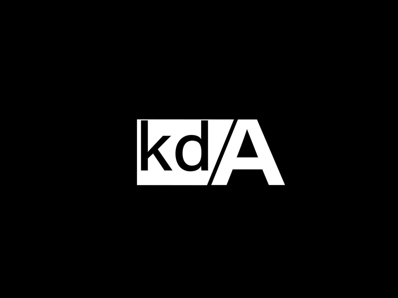 logotipo de kda y diseño gráfico de arte vectorial, iconos aislados en fondo negro vector