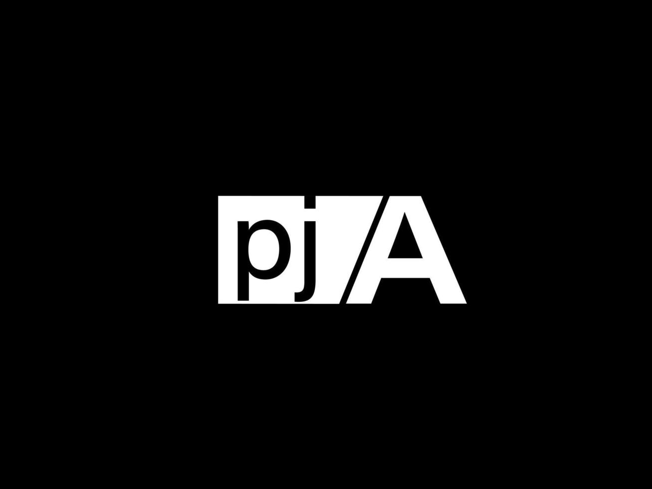 PJA Logo and Graphics design vector art, Icons isolated on black background