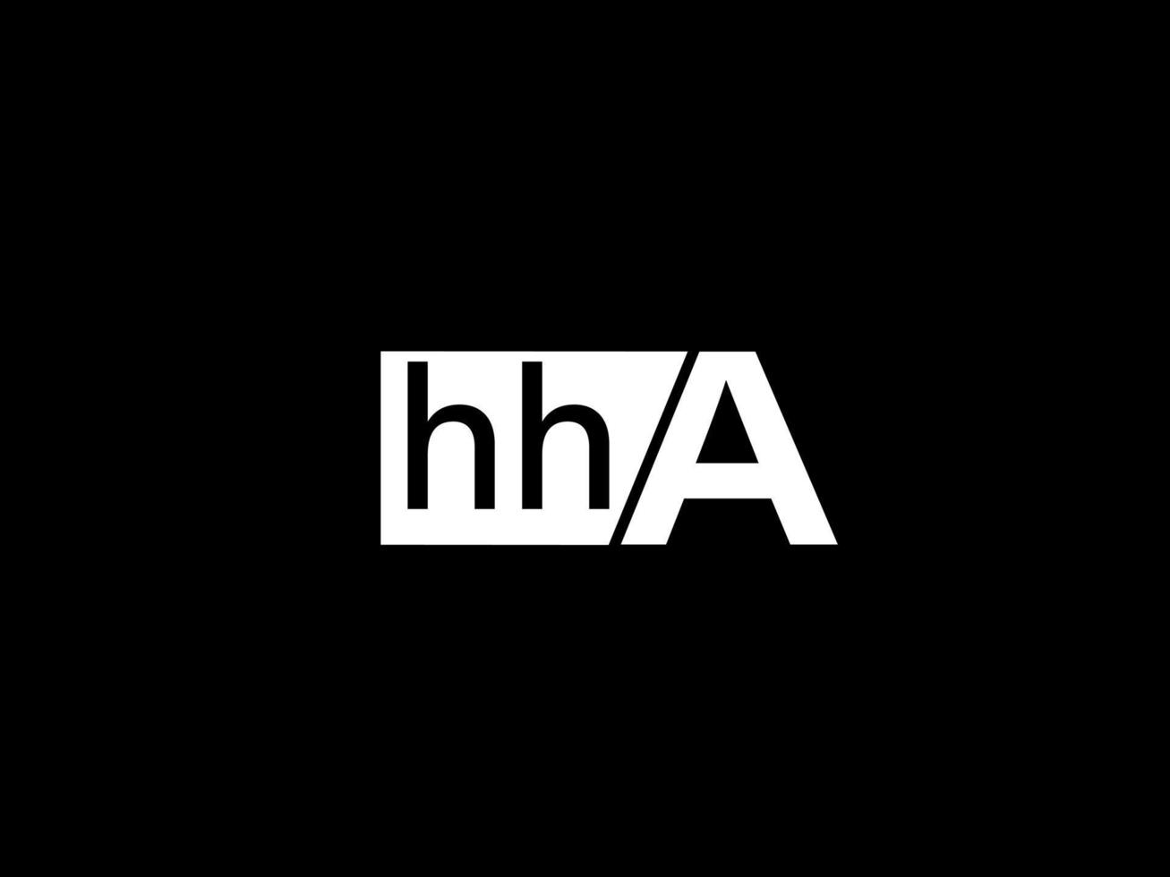 logotipo de hha y diseño gráfico de arte vectorial, iconos aislados en fondo negro vector